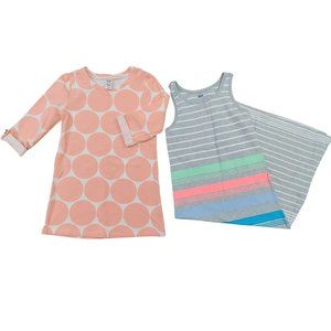 Old Navy Dress Girls 5T Gray Orange Stripes Dots Casual Outdoor Set Of 2